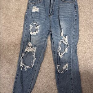 Distressed Blue Jeans